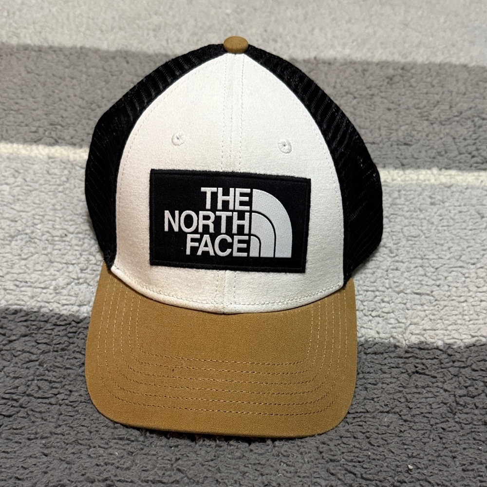 The North Face Black, White, and Brown Trucker Hat